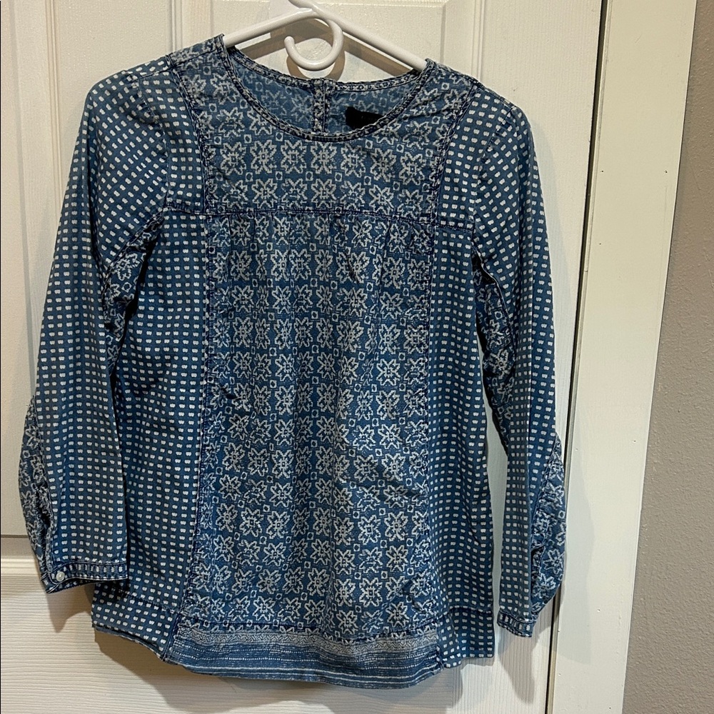 J Crew Blue Patterned Women's Top size 2